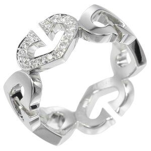 CARTIER C heart Ring K18 white gold/diamond #5.6(US Size) 6.7g Women